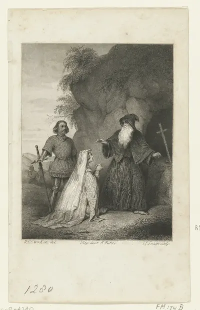 Agnes van der Sluis en Witte van Haemstede bij de priester, ca. 1300