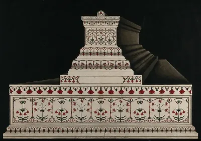 Agra: Taj Mahal, detail of the inlay work on the tomb