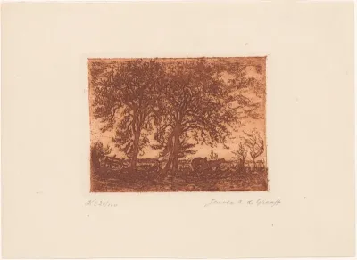 Agrarisch landschap in de schemering