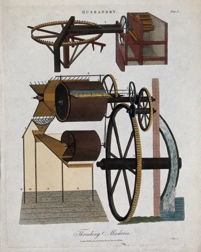 Agriculture: two threshing machines