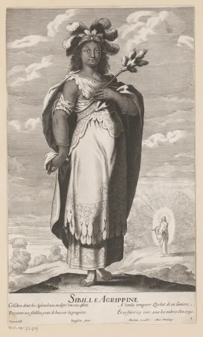 Agrippijnse sibille, met op de achtergrond de opstanding van Christus