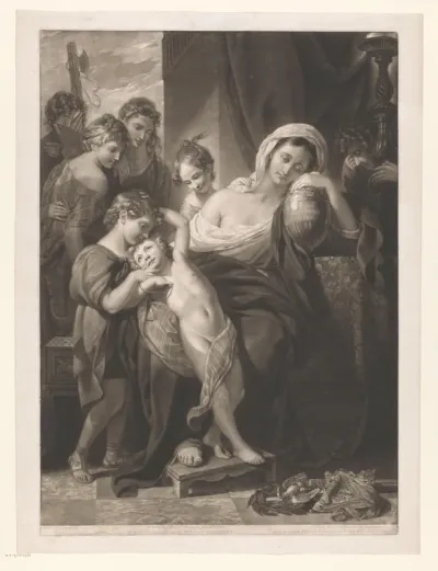 Agrippina de Oudere rouwend met de as van Germanicus
