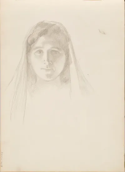 Aino Ackté as Alcestis, sketch of the face