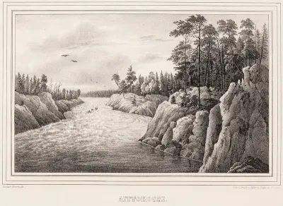 Aittokoski Rapids, illustration for Finland Depicted in Drawings, booklet VI
