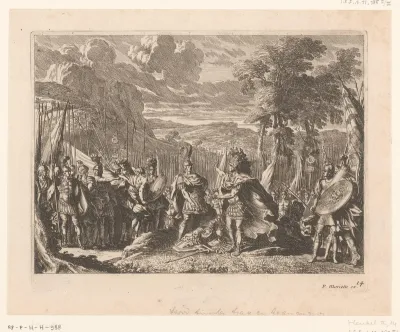 Ajax en Odysseus twisten om de wapens van Achilles