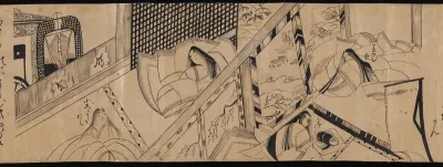 "Akashi", "Channel Buoys" ("Miotsukushi"), "The Wormwood Patch" ("Yomogiu"), "Gatehouse" ("Sekiya"), and "Picture Contest" ("E-awase") chapters from the Tale of Genji (Genji monogatari)