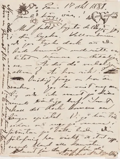 Akseli Gallen-Kallela’s and Henry de Vallombreuse's letter to Carl Dørnberger 17.10.1888