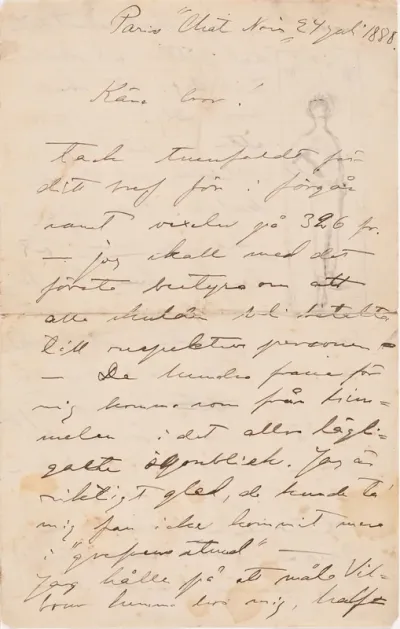 Akseli Gallen-Kallela’s and Victor Wilbour's letter to Carl Dørnberger 24.7.1888