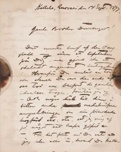 Akseli Gallen-Kallela’s letter to Carl Dørnberger 14.9.1897