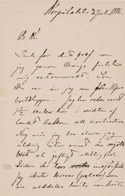 Akseli Gallen-Kallela’s letter to Carl Dørnberger 2.7.1886