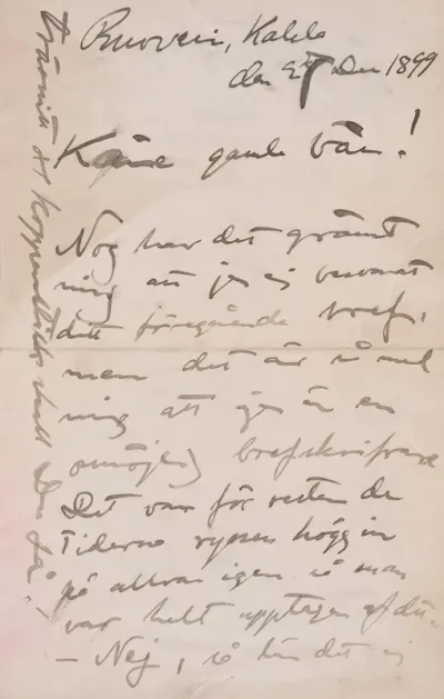 Akseli Gallen-Kallela’s letter to Carl Dørnberger 27.12.1899