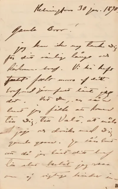 Akseli Gallen-Kallela’s letter to Carl Dørnberger 30.1.1890