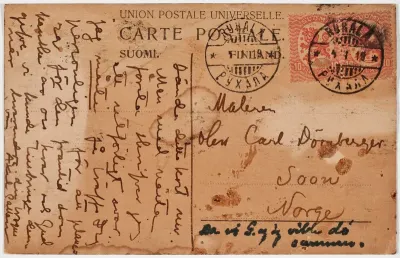 Akseli Gallen-Kallela’s letter to Carl Dørnberger 4.1.1919