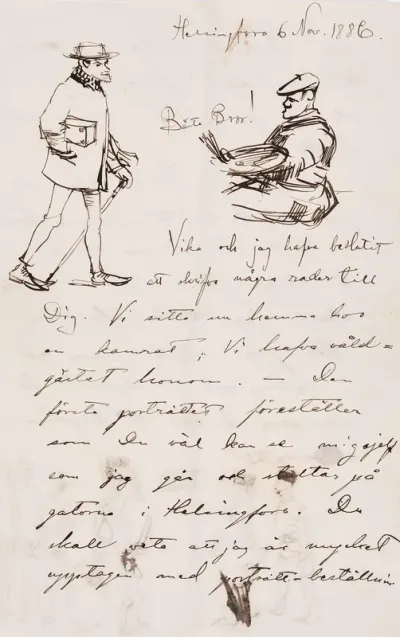 Akseli Gallen-Kallela’s letter to Carl Dørnberger 6.11.1886