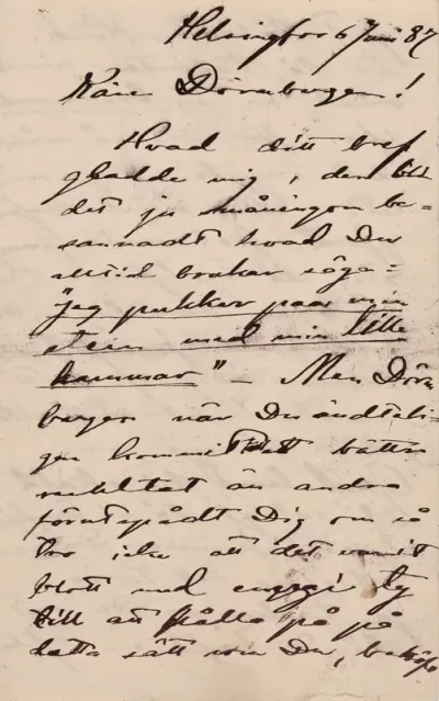 Akseli Gallen-Kallela’s letter to Carl Dørnberger 6.6.1887