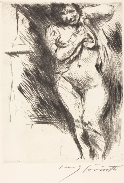 Akt mit hochgehobenem Hemd (Woman Undressing)