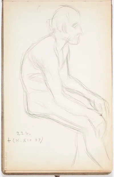 Alastonmalli, mies. Todennäköisesti n. 1908-09.