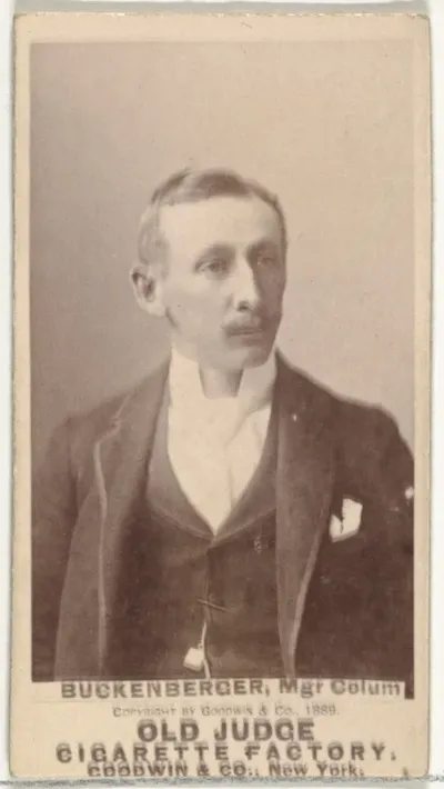 Albert C. "Al" Buckenberger, Manager, Cleveland, from the Old Judge series (N172) for Old Judge Cigarettes