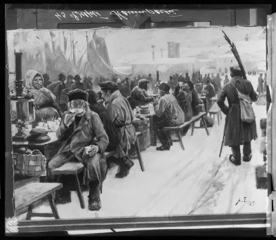 Albert Edelfelt: "Kohtaus Helsingin Kauppatorilta" vuodelta 1885