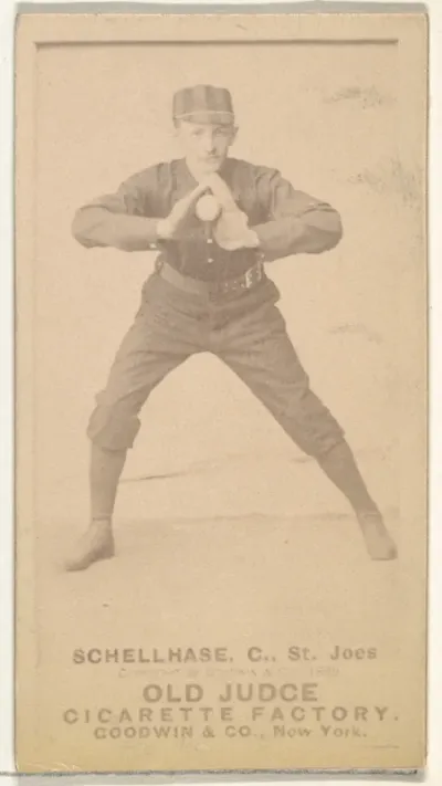 Albert Herman "Schelley" Schellhase, Catcher, St. Joseph Clay Eaters, from the Old Judge series (N172) for Old Judge Cigarettes
