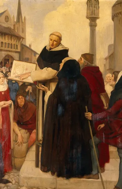 Albertus Magnus expounding his doctrines of physical science in the streets of Paris ca