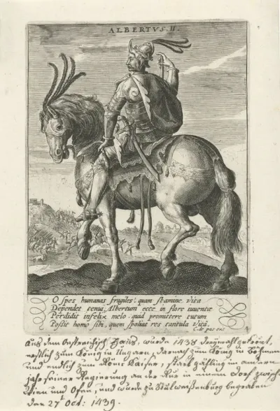 Albrecht II van Habsburg te paard