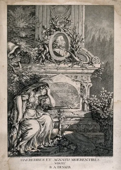 Albrecht von Haller: his monument is visited by a grieving mythological figure