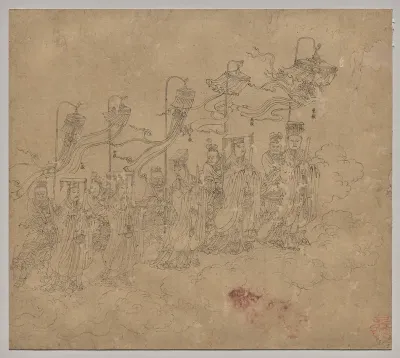 Album of Daoist and Buddhist Themes: Procession of Daoist Deities: Leaf 5