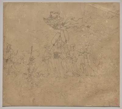 Album of Daoist and Buddhist Themes: Procession of Daoist Deities: Leaf 6