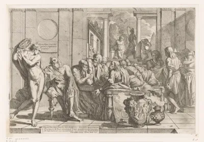 Alcibiades onderbreekt gesprek tussen Socrates en zijn vrienden