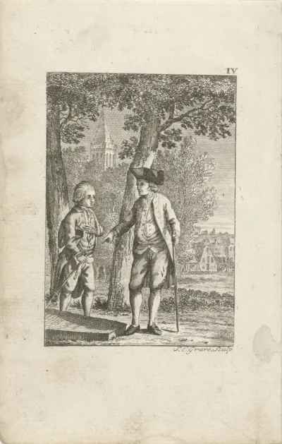 Alcimor en Philantropus discussiëren bij het graf van Werther