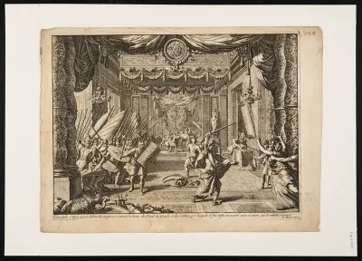 Alcove with battle scene