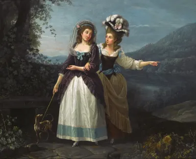 Aleksandra and Izabela Potocka taking a stroll near lake Albano (Lubomirski sisters).