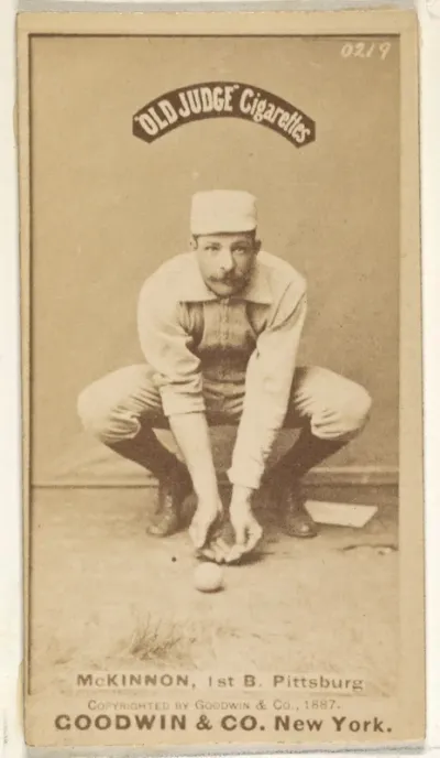 Alex McKinnon, 1st Base, Pittsburgh, from the Old Judge series (N172) for Old Judge Cigarettes