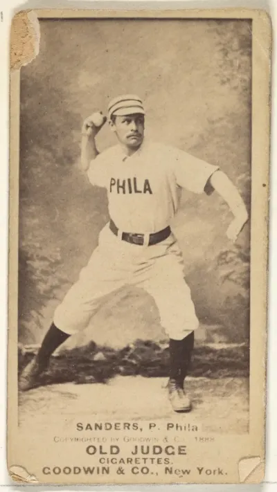 Alexander Bennett "Ben" Sanders, Pitcher, Philadelphia, from the Old Judge series (N172) for Old Judge Cigarettes