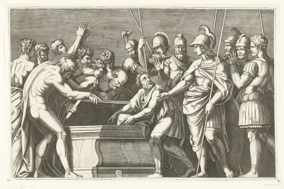 Alexander de Grote laat de werken van Homerus veilig opbergen