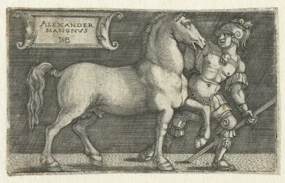 Alexander de Grote met zijn paard Bucephalus