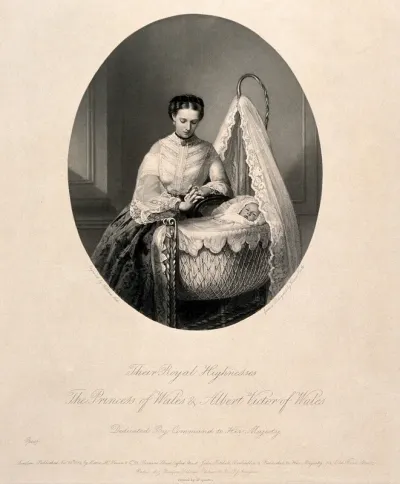 Alexandra, Princess of Wales with her baby son Albert Victor