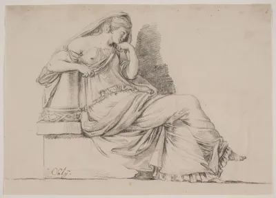 Allegori. Sørgende kvindefigur