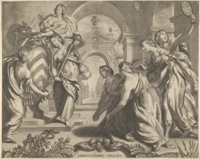 Allegorial Composition with the Coat of Arms of Cardinal Richelieu and Charity
