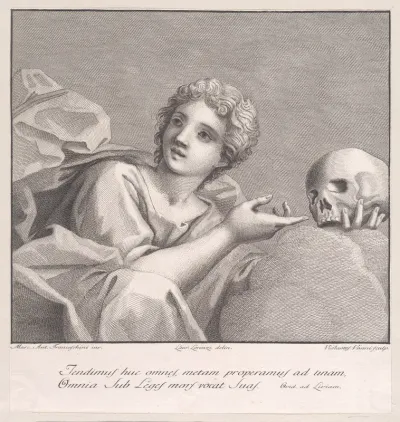 Allegorical figure with a skull
