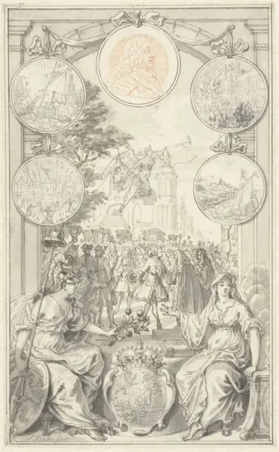 Allegorie met de aankomst van Willem IV te Den Haag, 1747