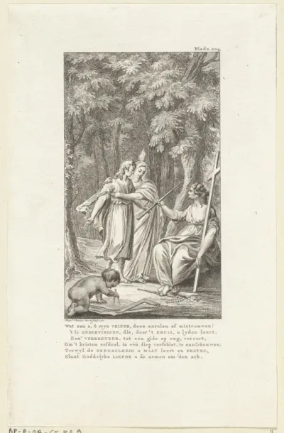 Allegorie met de Mens, de Ondervinding, de Onnozelheid en Goddelijke Liefde