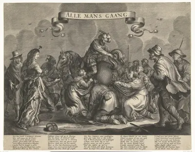 Allegorie met een paard dat goudstukken kakt, ca. 1650
