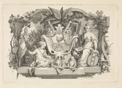 Allegorie met het wapen van familie Calkoen