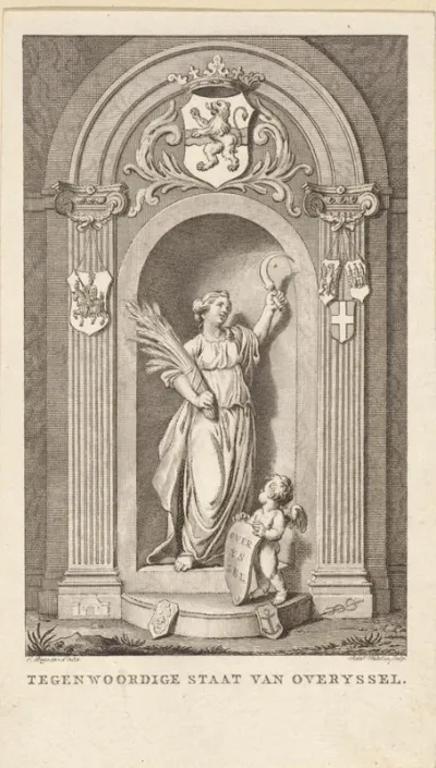 Allegorie met het wapen van Overijssel