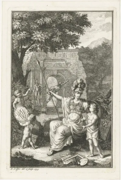 Allegorie met Minerva als patrones van de kunsten