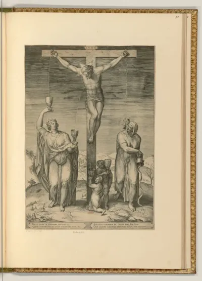 Allegorie mit Christus am Kreuz