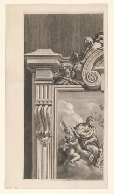Allegorie op Cosimo III de' Medici in monumentale omlijsting (deel linksboven)