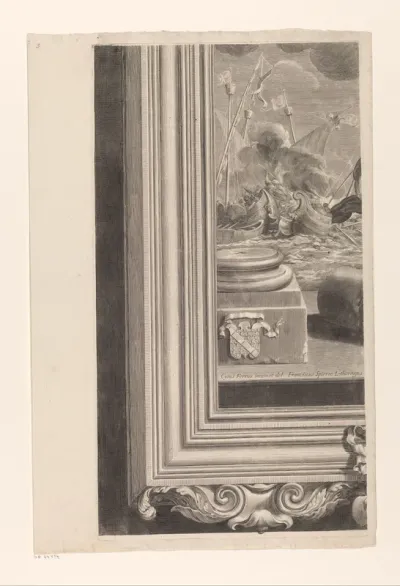 Allegorie op Cosimo III de' Medici in monumentale omlijsting (deel linksonder)
